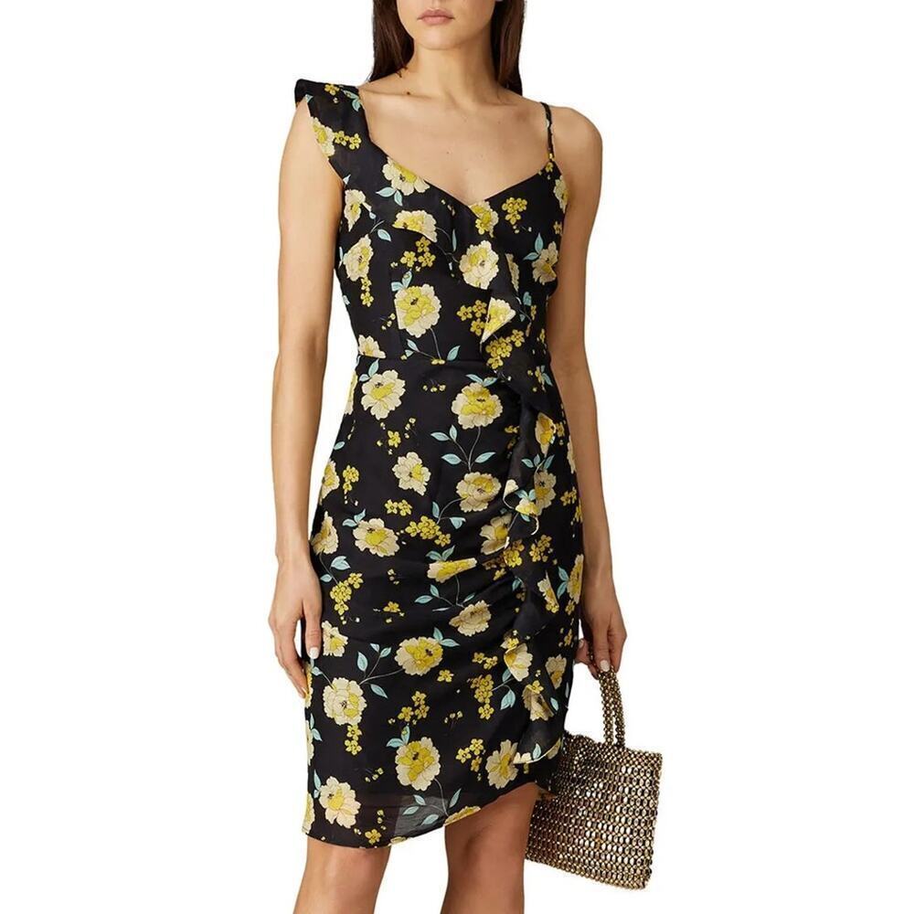 New Revolve Cupcakes & Cashmere Ariadne Yellow Floral‎ Ruffle Dress
